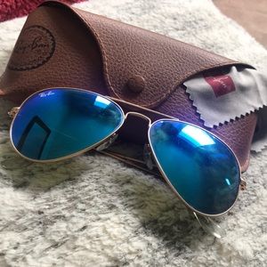 52mm blue flash rayban aviators